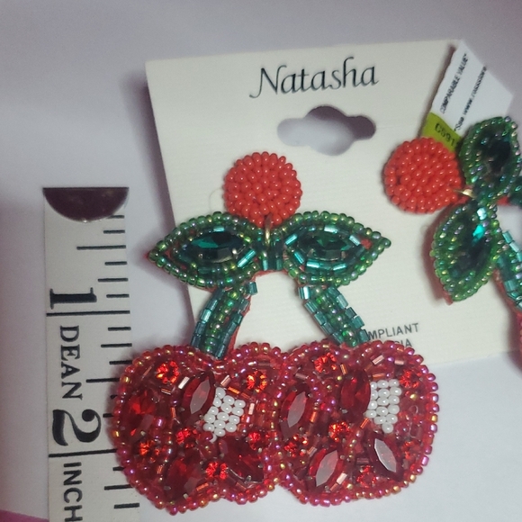 Natasha Couture Red and Green Sparkling Earrings - Picture 7 of 7